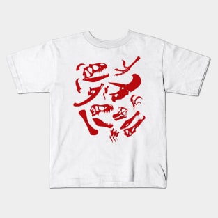 Dinosaur Bones (Red) Kids T-Shirt